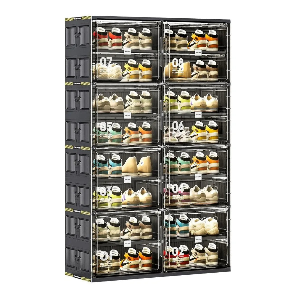 rangement chaussures empilable niveaux boîtes transparentes moderne minimaliste 32 paires