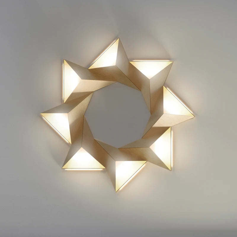applique murale contemporaine dorée triangles géométriques éclairage quotidien fixée mur 249 2000 lumens led
