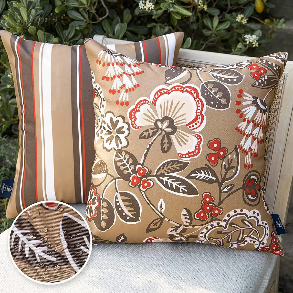 housses coussin imperméables fleurées modernes extérieur intérieur voiture 45x45cm deux lot