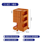 support stockage rotatif multifonction moderne plastique blanc orange vert minimaliste roulettes portatif