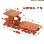 support table bois sculpté artisanal marron foncé miniatures collections décoration