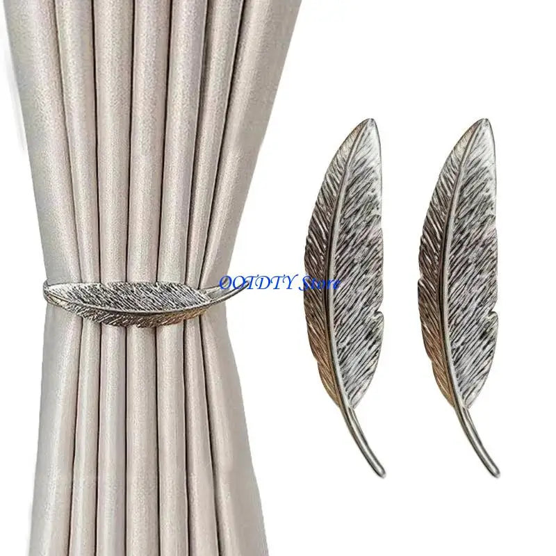boucles rideau forme plume argentée vintage 2pcs eyelets fixations opaques métalliques