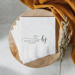 serviettes jetables mariage anniversaire animal compagnie initial lettre cœur blanc minimaliste