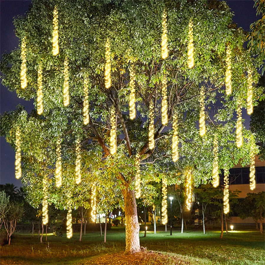 Détail des ampoules LED de la guirlande lumineuse en action