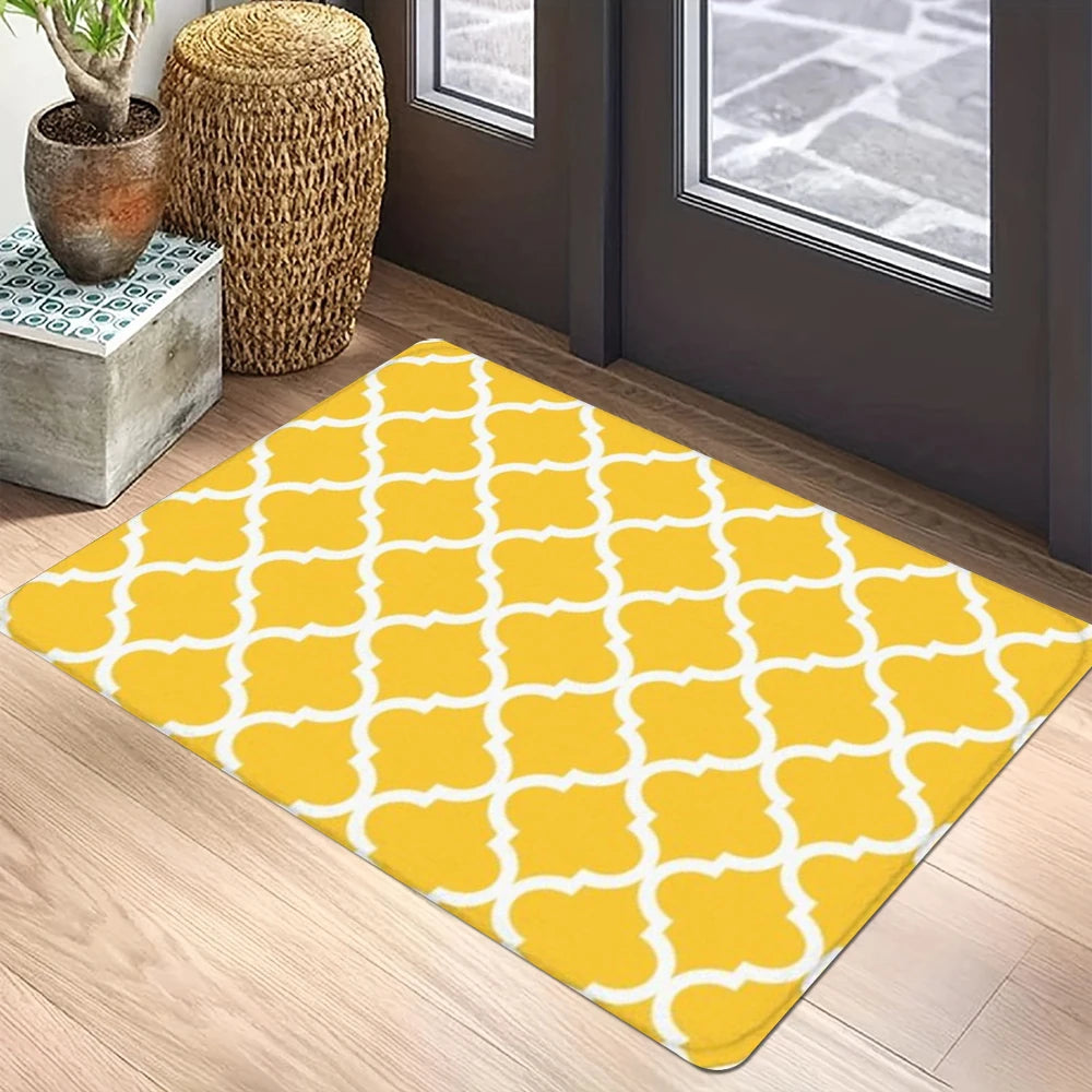 tapis sol antidérapant polyester résistant modernes couleurs vert violet orange gris blanc motifs géométriques