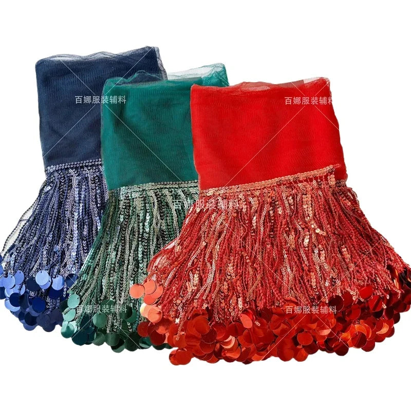 ruban décoratif polyester paillettes dorées élégant mariage bleu marine vert rouge