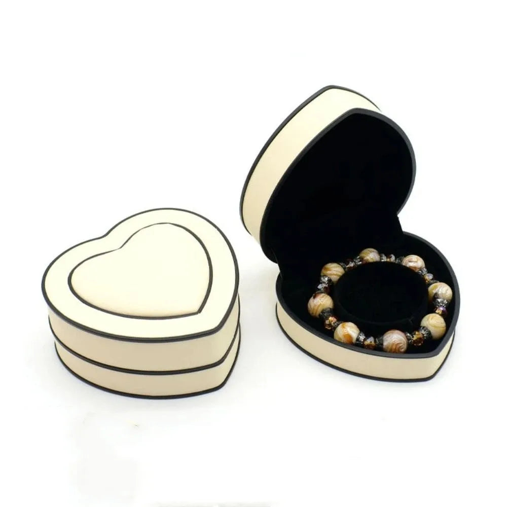 boîtes bijoux coeurs velours blanc noir rouge élégantes portables rangement cadeaux domestiques