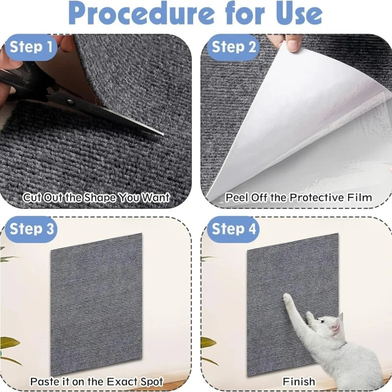 tapis griffoir chat adhésif texturé moderne protection canapé gris feutre fixe mur durable
