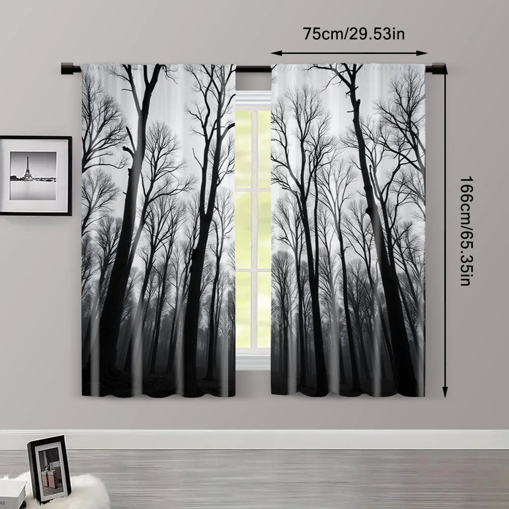 rideau noir forêt moderne polyester 75x166 105x230 130x210 deux pièces