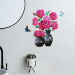 sticker mural 3d moderne fleurs papillons rose beige noir opaque chambre coucher PVC