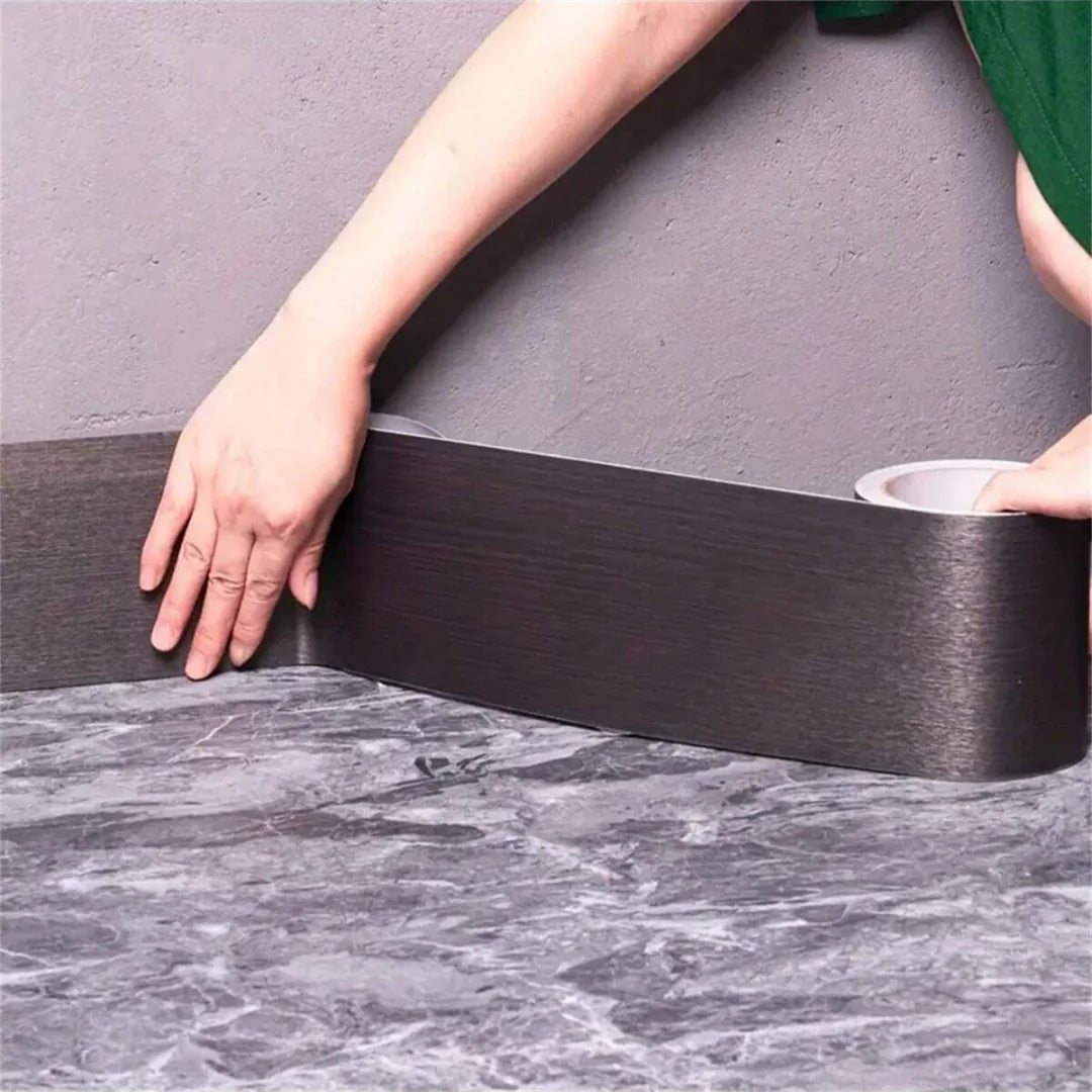 ruban autocollant décoratif moderne 10cm 5m noir or blanc texture bois brillant mat