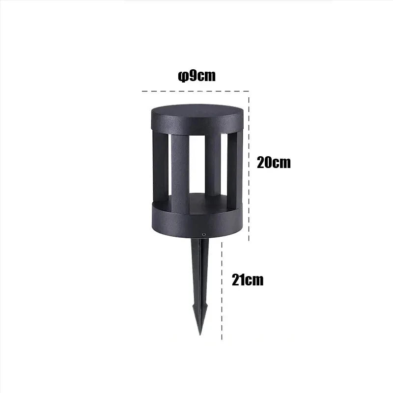lampadaire extérieur led moderne noir ip65 étanche 10w lumiere chaude jardin contemporain