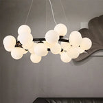 suspension moderne boules translucides blanc doré noir led restaurant salon bar