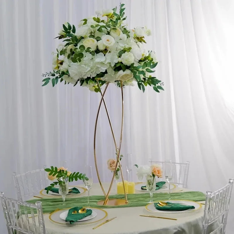 support floral métal or structure géométrique moderne 80cm 60cm decoration table fleurs artificielles