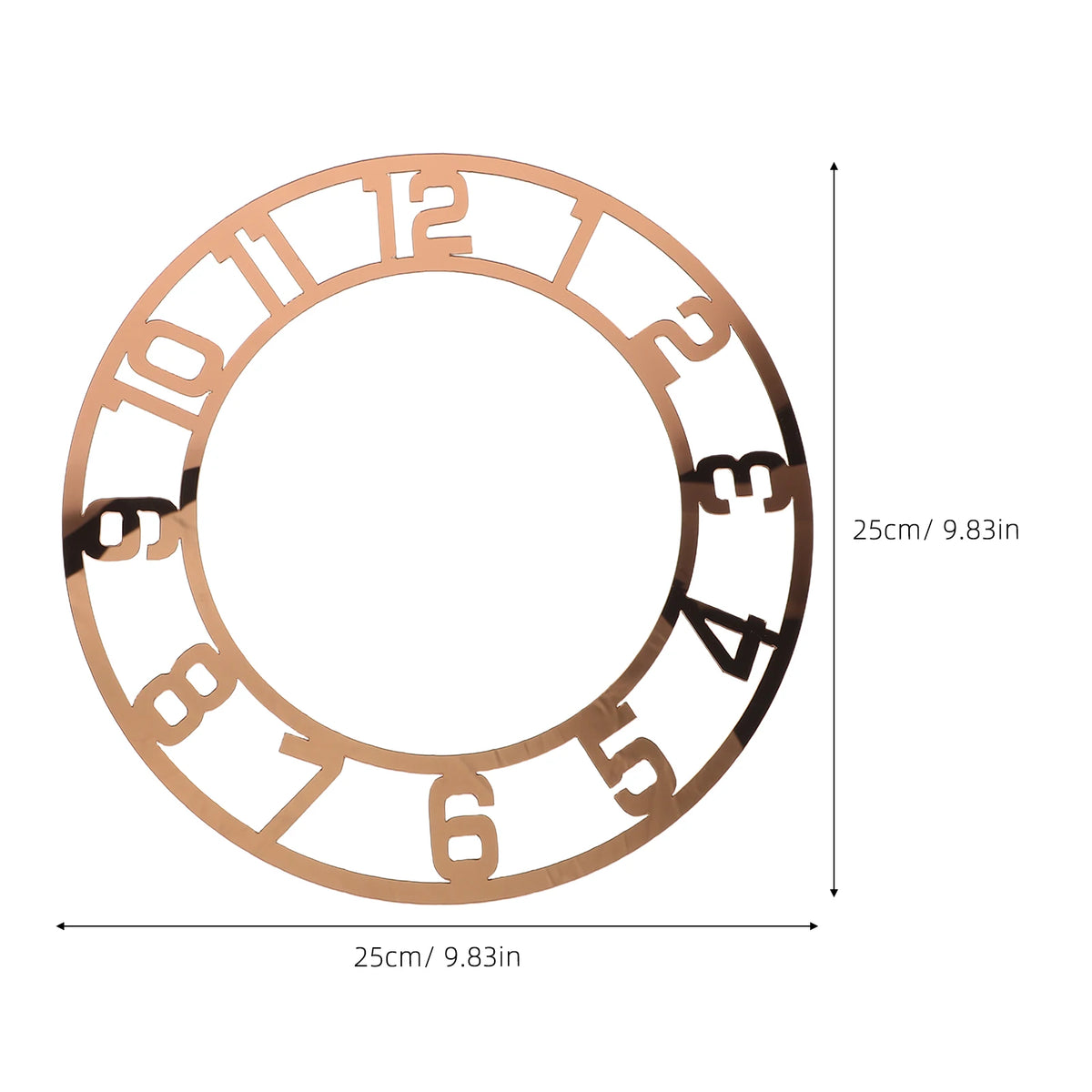 cadre horloge or rose numéros romains gravés moderne décoration murale salon transparent opaqué round