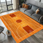 tapis moderne basket ball rouge blanc vert noir polypropylène polyester adhésif salon chambre salle