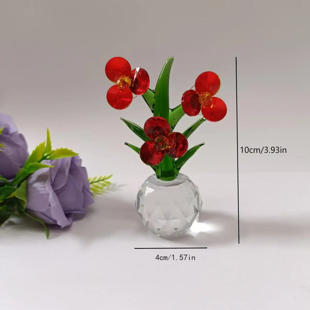 bouquet fleurs artificielles verre plastique moderne rouge blanc vert bleu violet