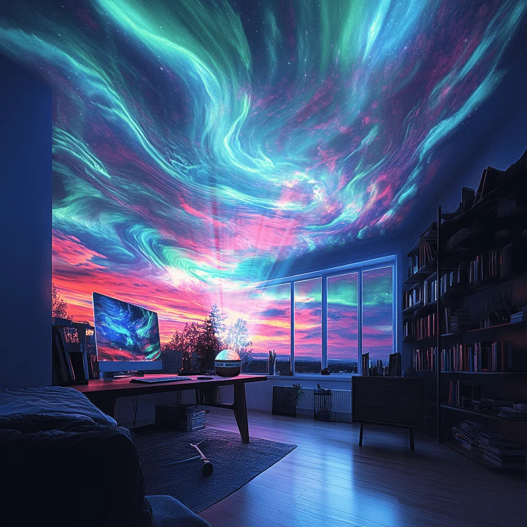 projecteur aurores boréales ciel étoilé couleurs télécommande usb ambiance cosmique moderne
