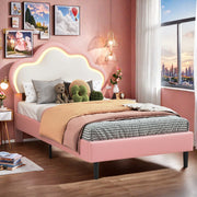 Lit enfant 90x200 cm avec tête de lit nuage en cuir PU - Design moderne et confortable