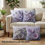 taies d'oreiller violet fleurs papillons moderne polyester 45x45cm zipper closure décoration chambre coucher maison