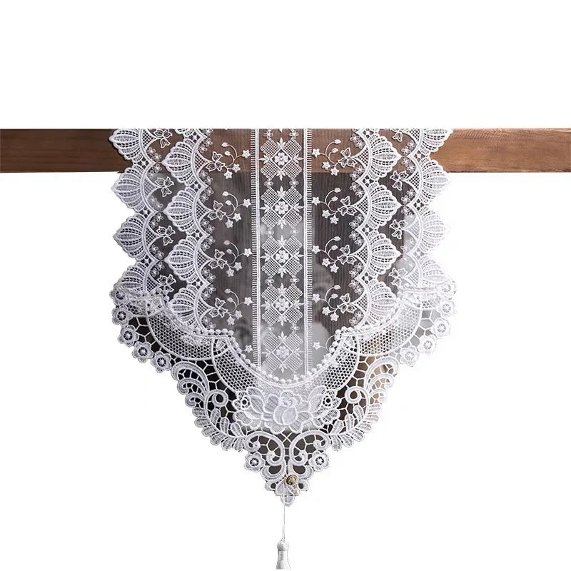 table chevet dentelle blanche motif floral transparent vintage 35x120cm echangetablehoteldecoratifchampetre