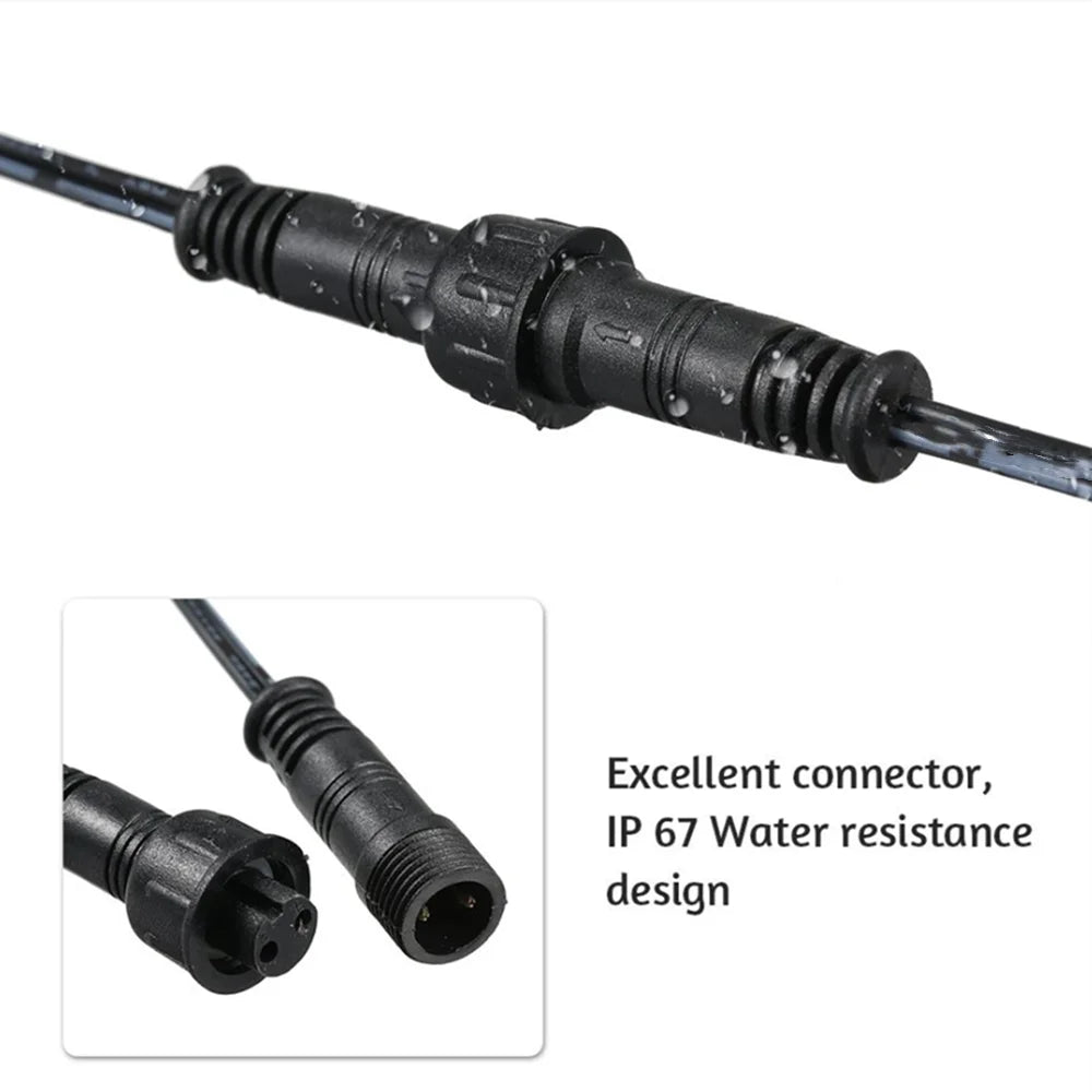 câble connecteur étanche ip67 deux voies split led noir forme extension diversion pvc cuivre