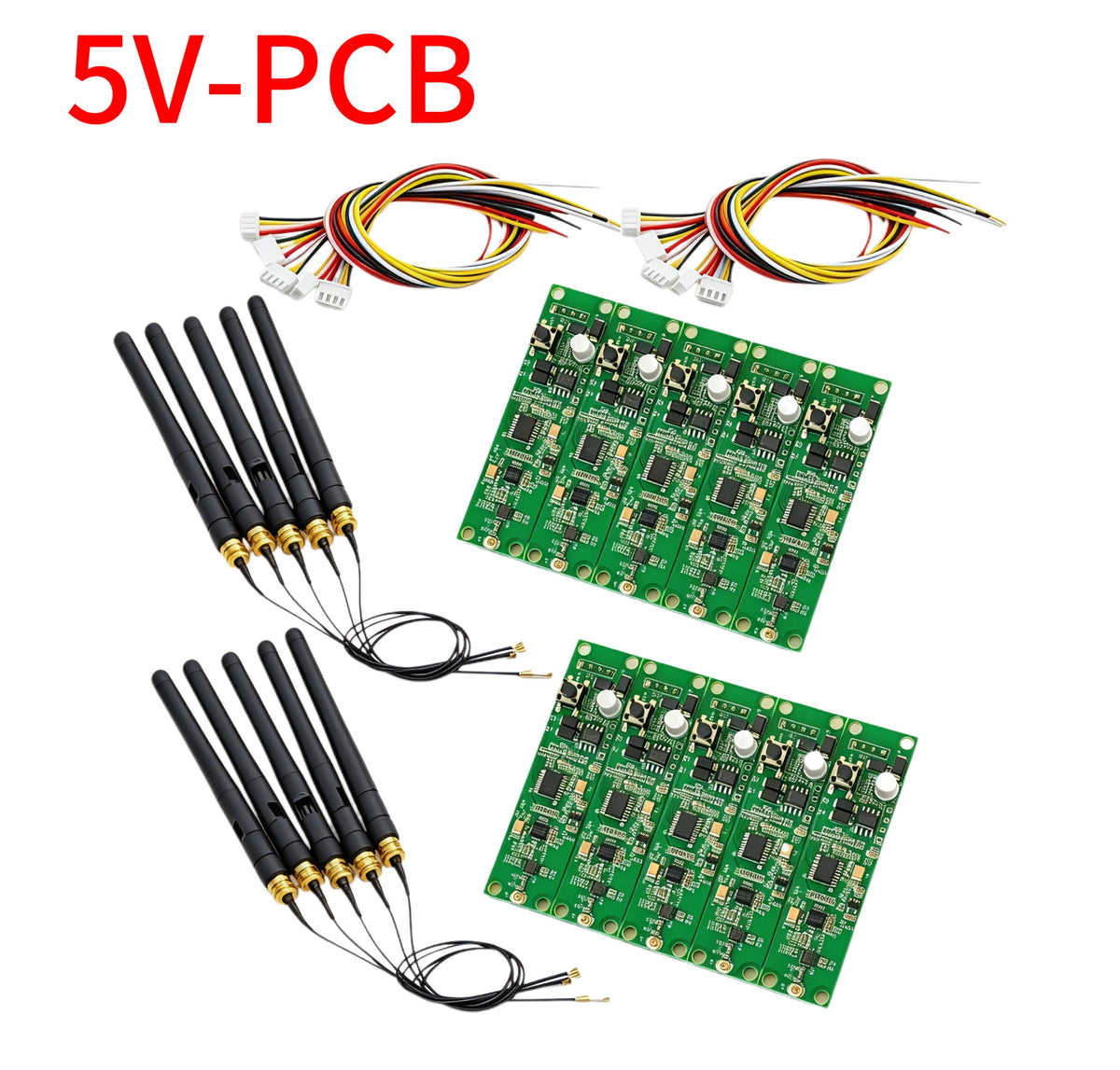 contrôleur dmx512 sans fil pcb vert antenne noire câbles colorés électronique technologie dmx