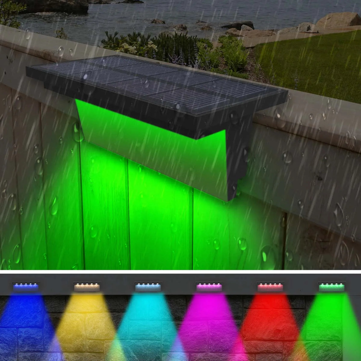 applique murale led solaire noire moderne ip65 abs contemporaine interrupteur on off panneau solaire