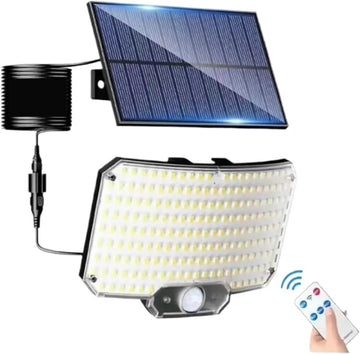 lampe solaire extérieure détecteur mouvement 234 led ip65 moderne télécommande fixations multiples
