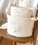 panier rangement brodé animaux ours lapin écureuil poignées détachables rangement vêtements moderne respectueux environnement