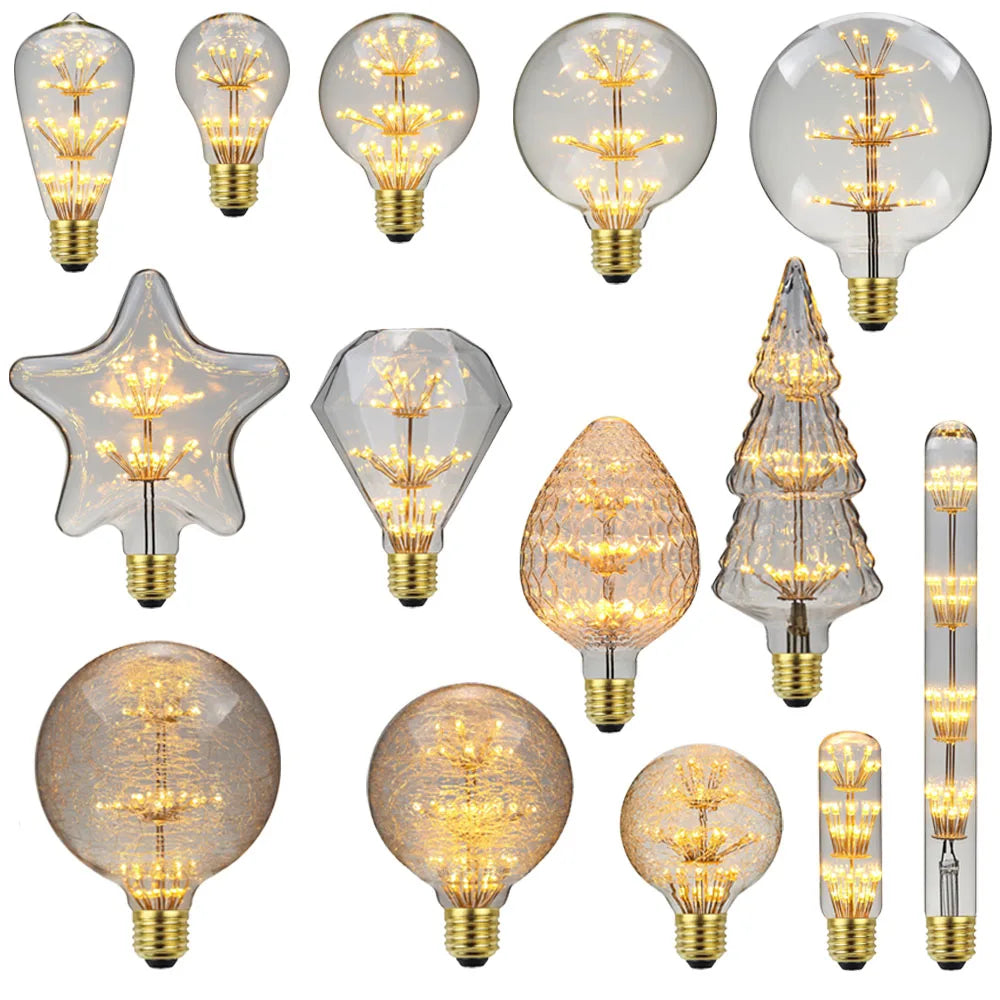 ampoules led décoratives vintage transparentes filament feuilles dorées opalescentes culot e27
