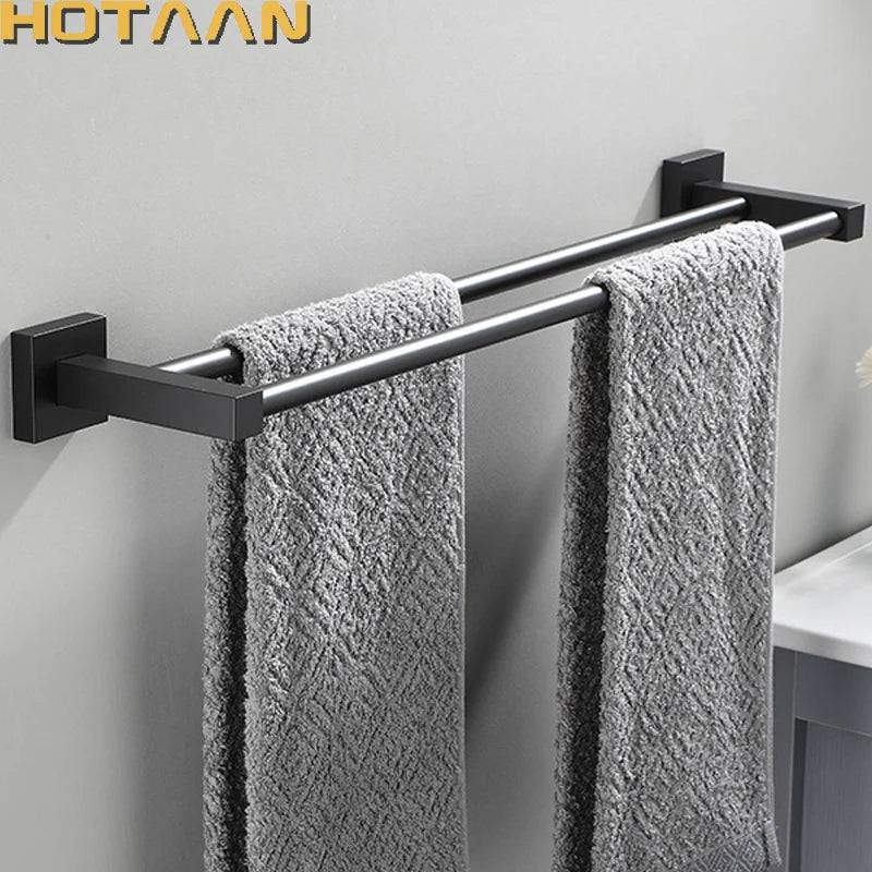 porte serviettes mural noir mat acier inoxydable double barres vis moderne serviettes 30cm 45cm