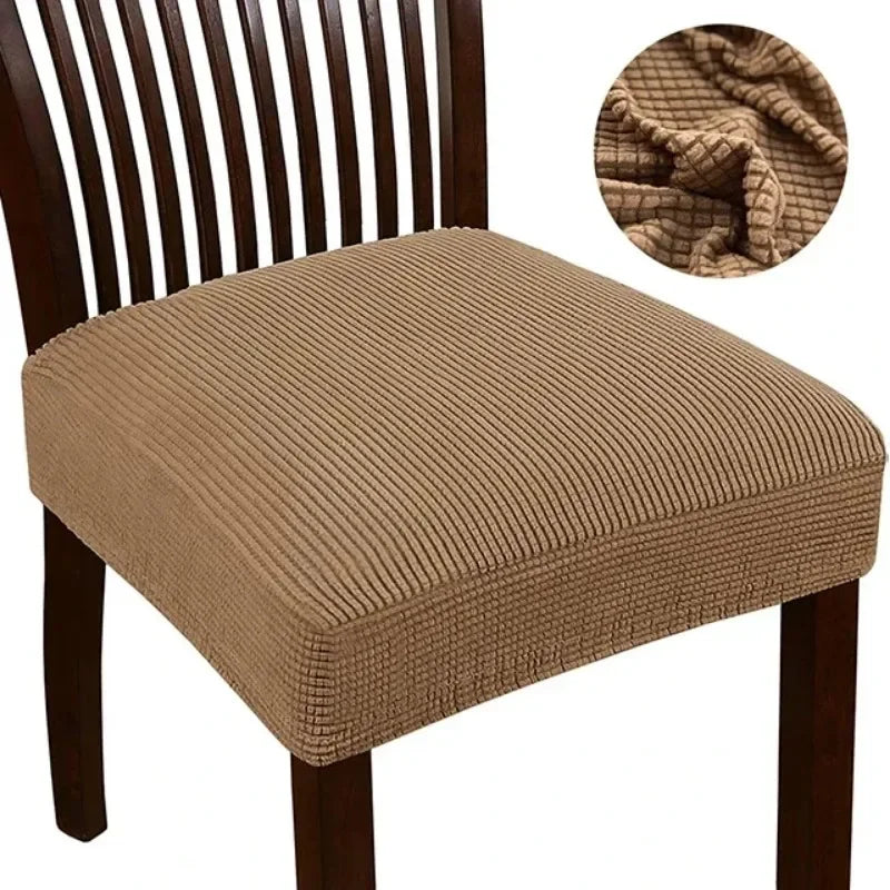 couvre siège chaise tissu carreaux beige moderne antidérapant élasthanne polyester