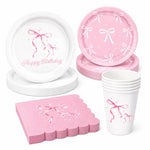 assiettes papier rose serviettes gobelets bannière happy birthday pailles festives enfants femmes anniversaire mariage