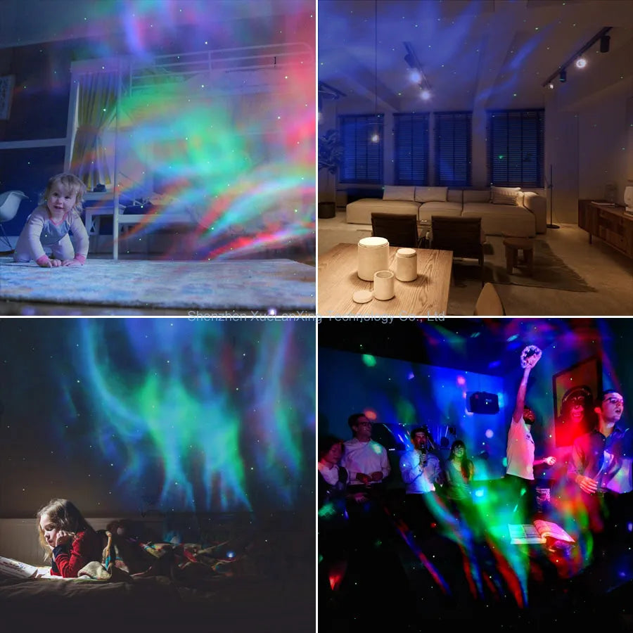 projecteur led blanc nuages étoiles aurores boréales télécommande effet lumière moderne chambre salon