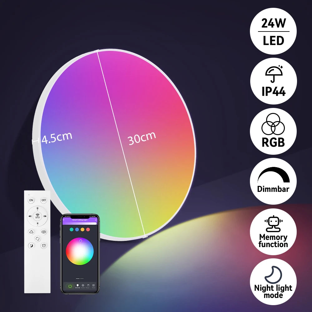lampe led moderne télécommande blanc motifs géométriques lumière intensité variable