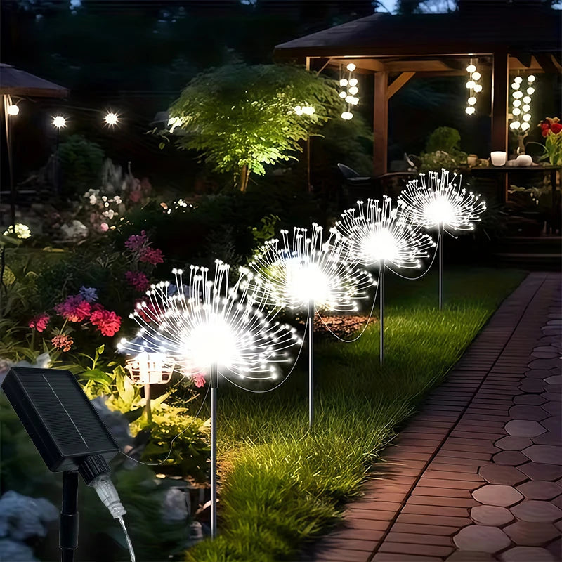 lumière solaire feu d'artifice multicolore moderne extérieure clignotante jardin allée patio festif led autonomes