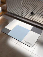 tapis bain moderne carreaux géométriques gris clair gris foncé beige clair vert pastel résistant