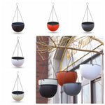 cache pot suspendu moderne hexagonal noir blanc orange gris chaîne métallique