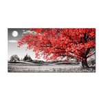 grande toile peinture paysage nocturne arbre fleurs bleu noir blanc décoration murale moderne