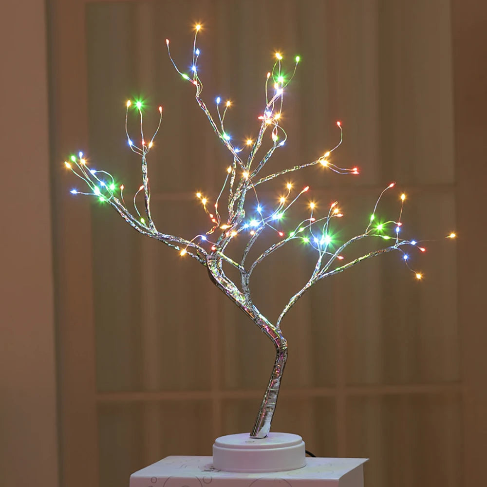 veilleuse arbre led diy multicolore argenté blanc modernes chambre déco lumière tactile usb aa