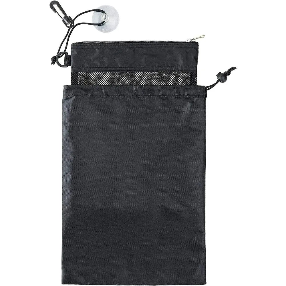 sac rangement toilettte voyage noir ventouse clips transparent multi usages pliable oxford respectueux environnement