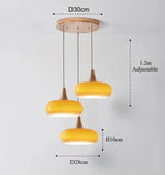 suspension lumineuse moderne orange bois naturel opacité chaînes métalliques salon restaurant étude chambre exposition