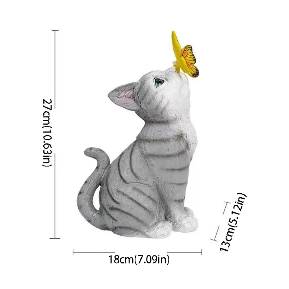 statues decoratives jardin lapin chat papillons lumiere led exterieur impermeable vent pluie