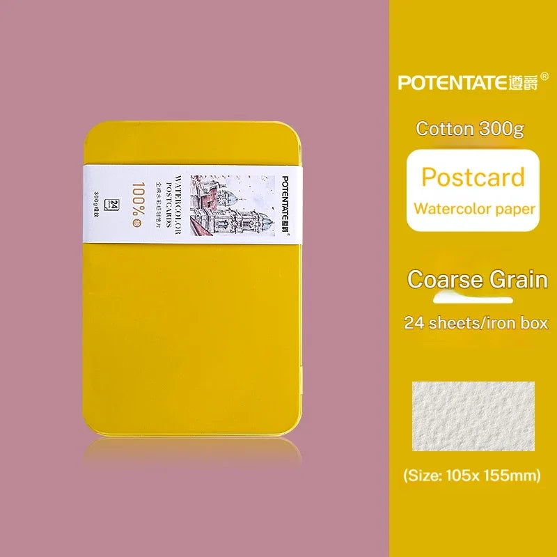 papier aquarelle grainé blanc vert bleu jaune artiste coarse medium fine boîte métal cartes
