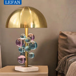 Lampe champignon verre coloré rouge salon