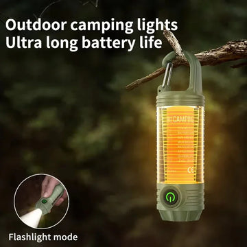 lampe camping portable rechargeable vert olive transparent crochet suspension outdoor