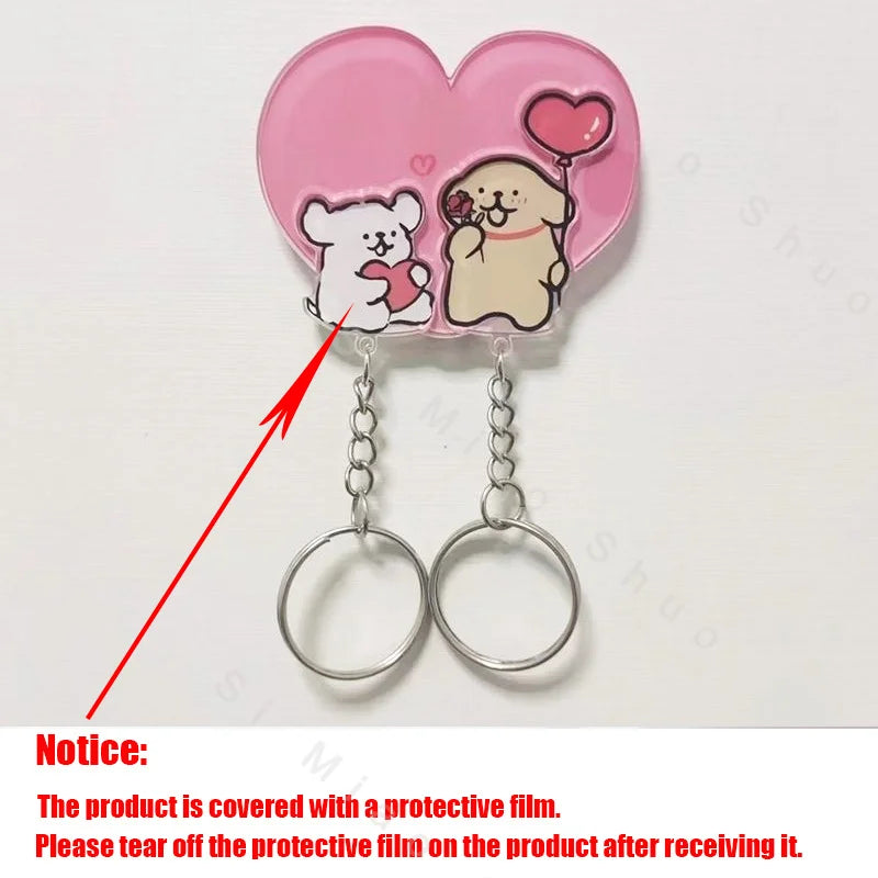 porte clés mural kawaii ours chien cœur rose décoration maison
