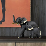 statues éléphants résine blanc noir or détails dorés classique élégant animal compagnie feng shui