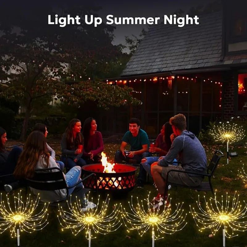 lumières solaires feu d'artifice multicolore étoile moderne extérieures scintillantes vacances led piquet métallique patio